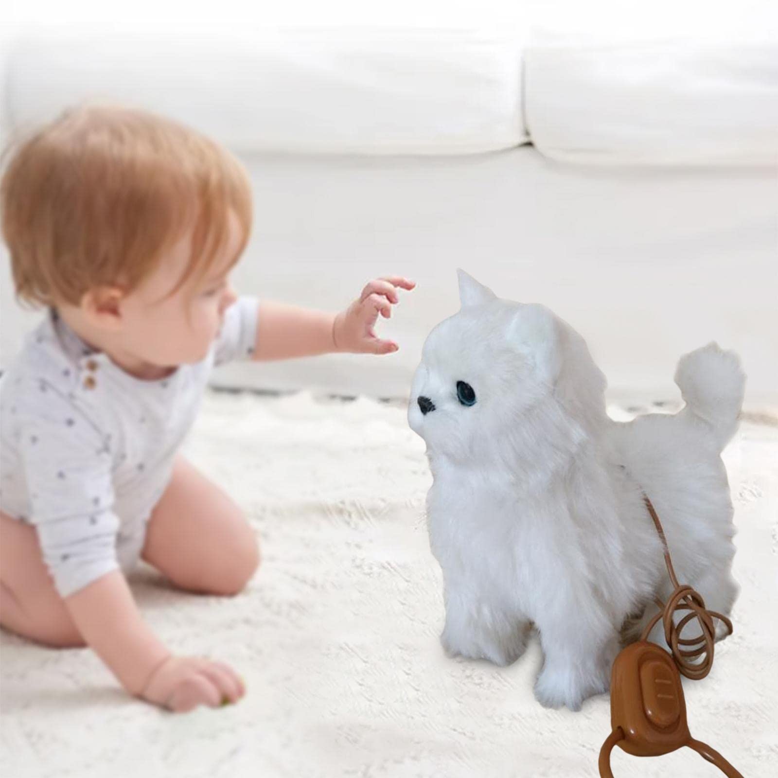 Giocattoli per Gattini, Regalo di Compleanno per Bambini, Giocattolo Elettronico per Gatti, Carino E in Movimento, per Natale, Bianco, 22x25 cm