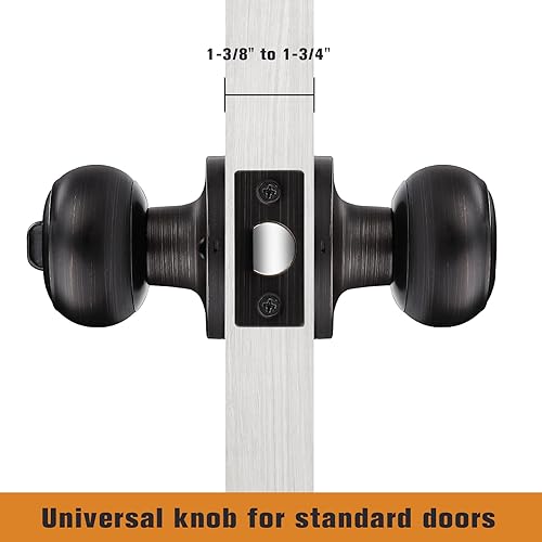 Miniatura 10 de Probrico Pomo de puerta de privacidad cromado pulido, cerradura de puerta interior para baño, dormitorio, manija redonda sin llave, bloqueo