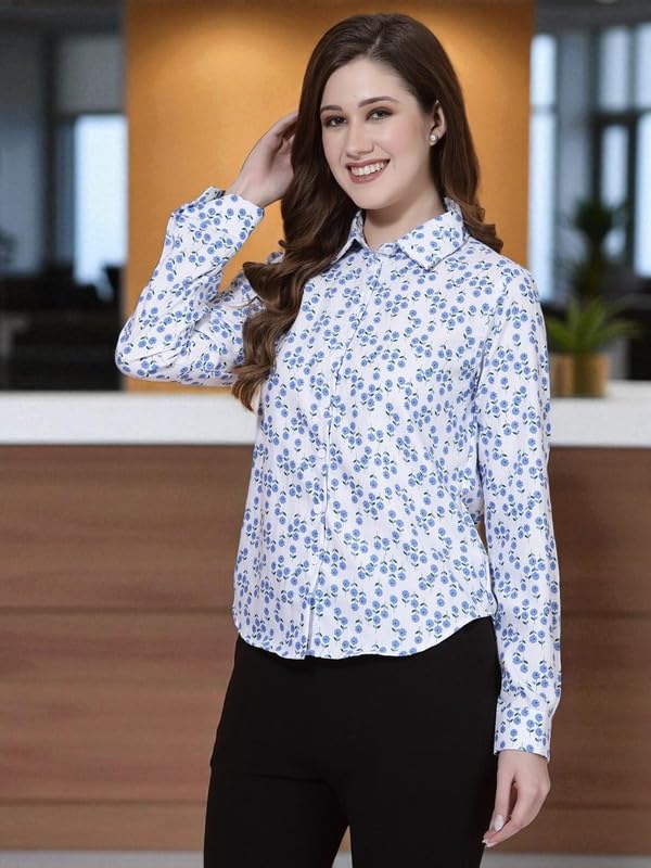 Image of OOMPH! Rayon Floral Printed Shirt for Women | Collared, Full Sleeve | Women's Button Down Shirt | TOP Stylish | Office & Casual