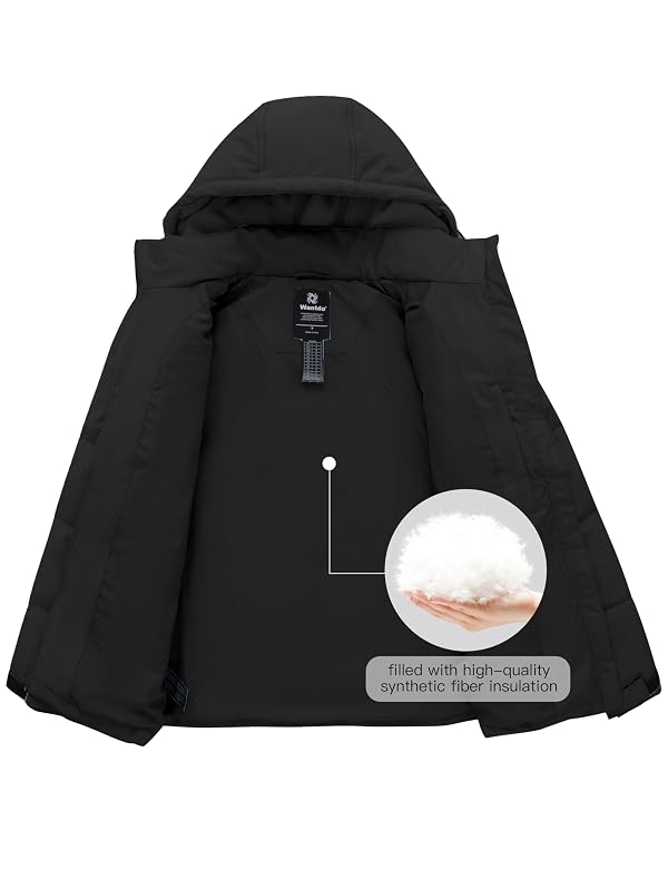 wantdo Women's Bubble Winter Coat Warm Puffy Jacket with Hood (Black,Large) by wantdo - Image 3