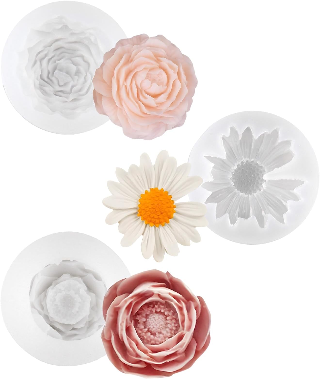 Silikonformen Für Kerzen & Seife - 3D Blumenformen Rose, Nelke, Pfingstrose