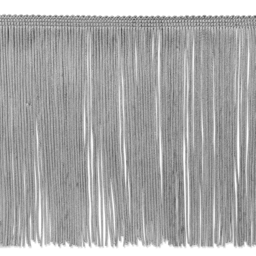 Trims By The Yard 6" Chainette Fringe Trim, Polyester-Made Decorative Fringe Trim, Versatile Fringes for Costumes, Uniforms, Home Decor, and Party Decorations, 20 Yards, Gray