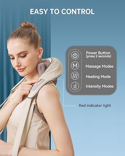 Miniatura 9 de Masajeador de cuello y hombros para aliviar el dolor de tejido profundo, masajeador Shiatsu de amasamiento profundo con calor para aliviar el