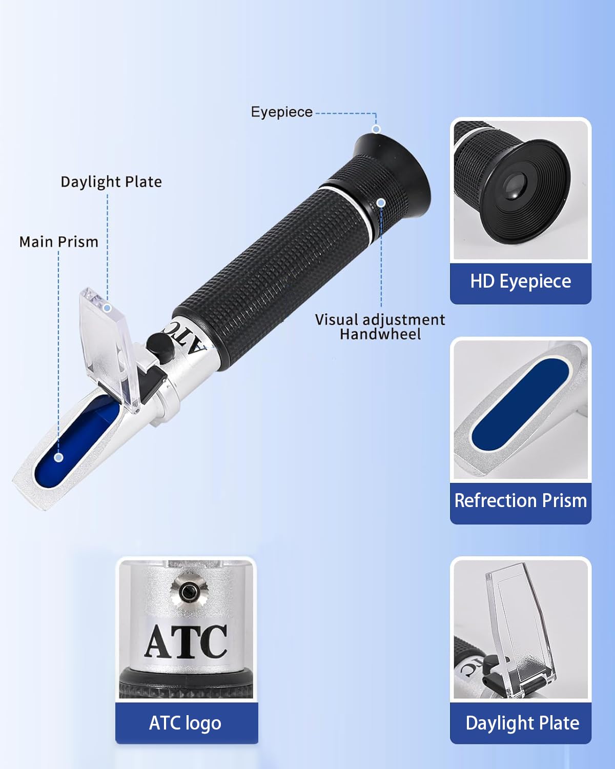 Honey Maple Syrup brix Refractometer /58-90 brix 10-33 Moisture Meter/Homebrew Sucrose Brewing Sugar aichose Hydrometer/Beekeeping Supply ATC