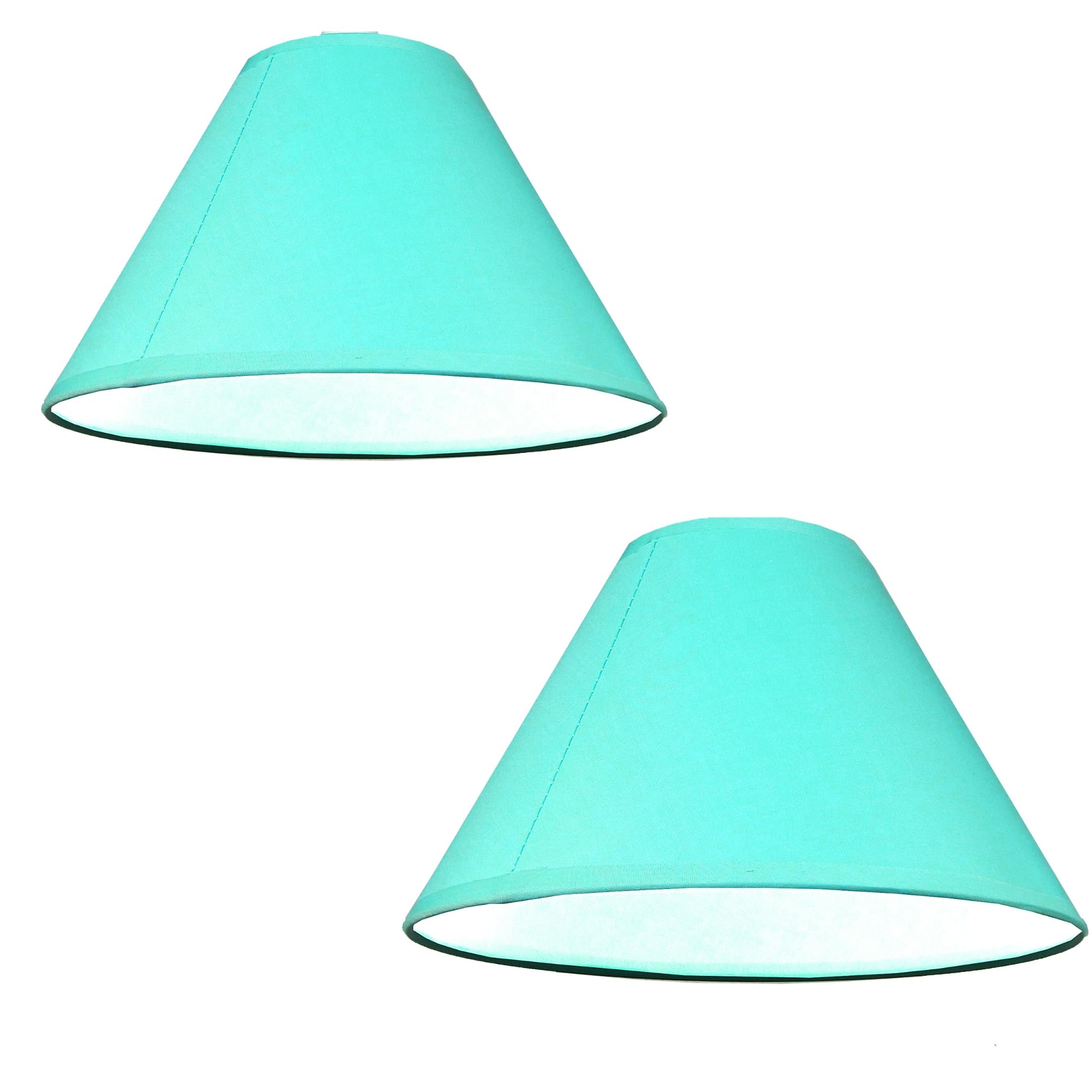 Pack of 2 - Empire Cotton Coolie Lamp Shades for Table Lamps and Pendant Ceiling Lights - 25cm Dia (Navy) (2, Duck Egg)