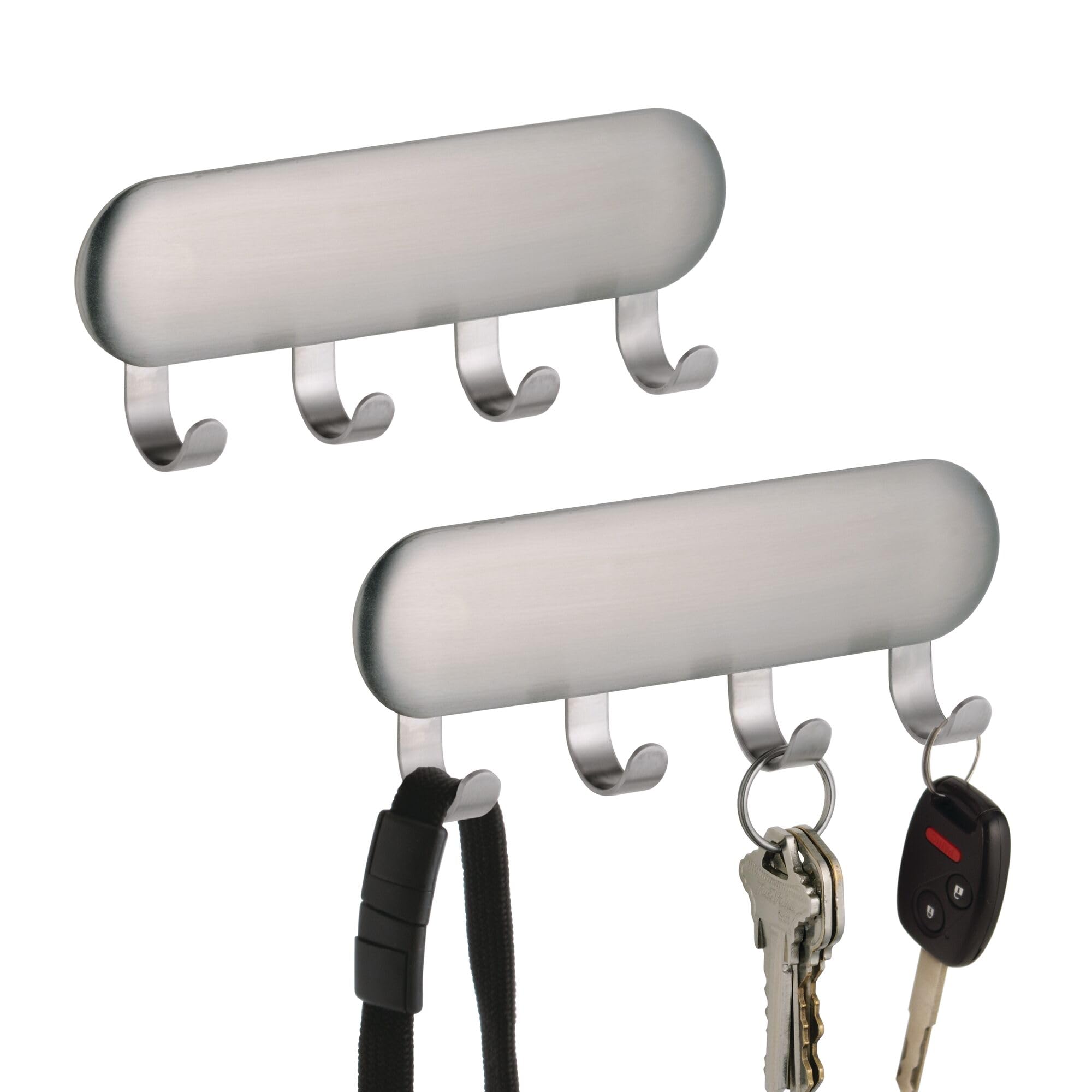 Llaveros autoadhesivos de acero inoxidable iDesign con ganchos para colgar llaves en la pared