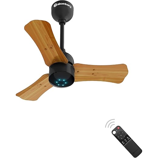 atomberg Renesa+ 600mm BLDC Ceiling Fan with Remote Control | BEE 5 star Rated Energy Efficient Ceiling Fan | High Air Delivery with LED Indicators | 2+1 Year Warranty (Golden Oakwood)