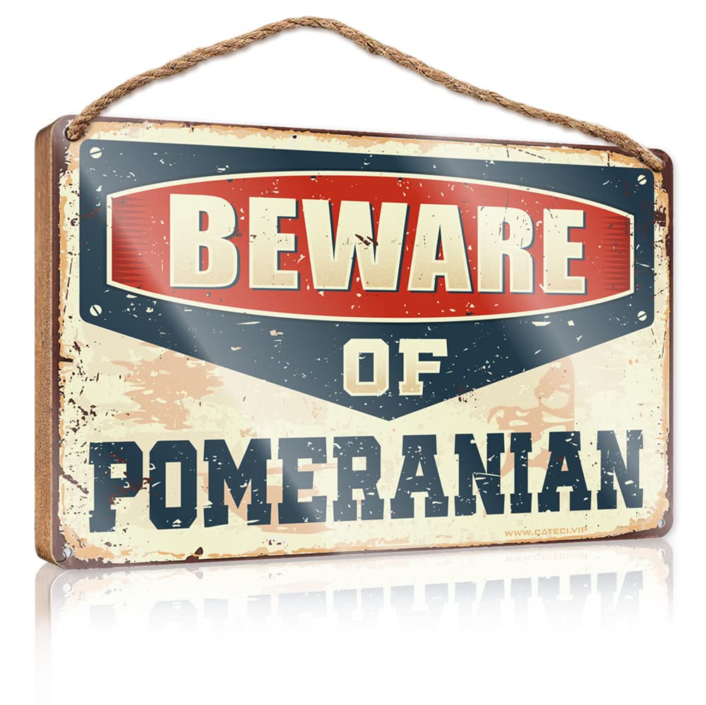 Quote Wood Plaque Beware Of Pomeranian Wooden Sign Sign Wooden Hanging Funny Hanging Sign(15X28CM)