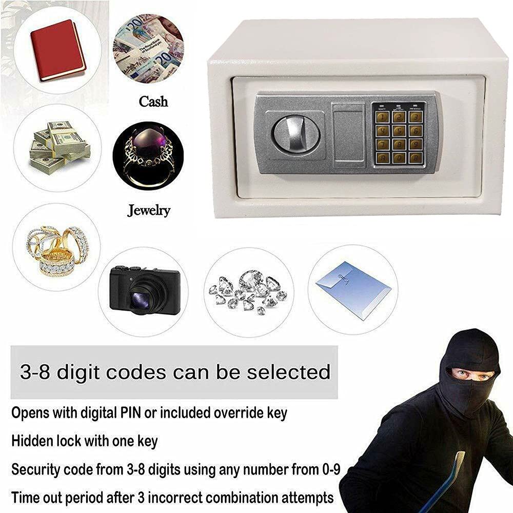 Cassaforte Elettronica da 6 Litri, cassaforte ad Armadio ad Alta Sicurezza con Tastiera e Chiavi digitali