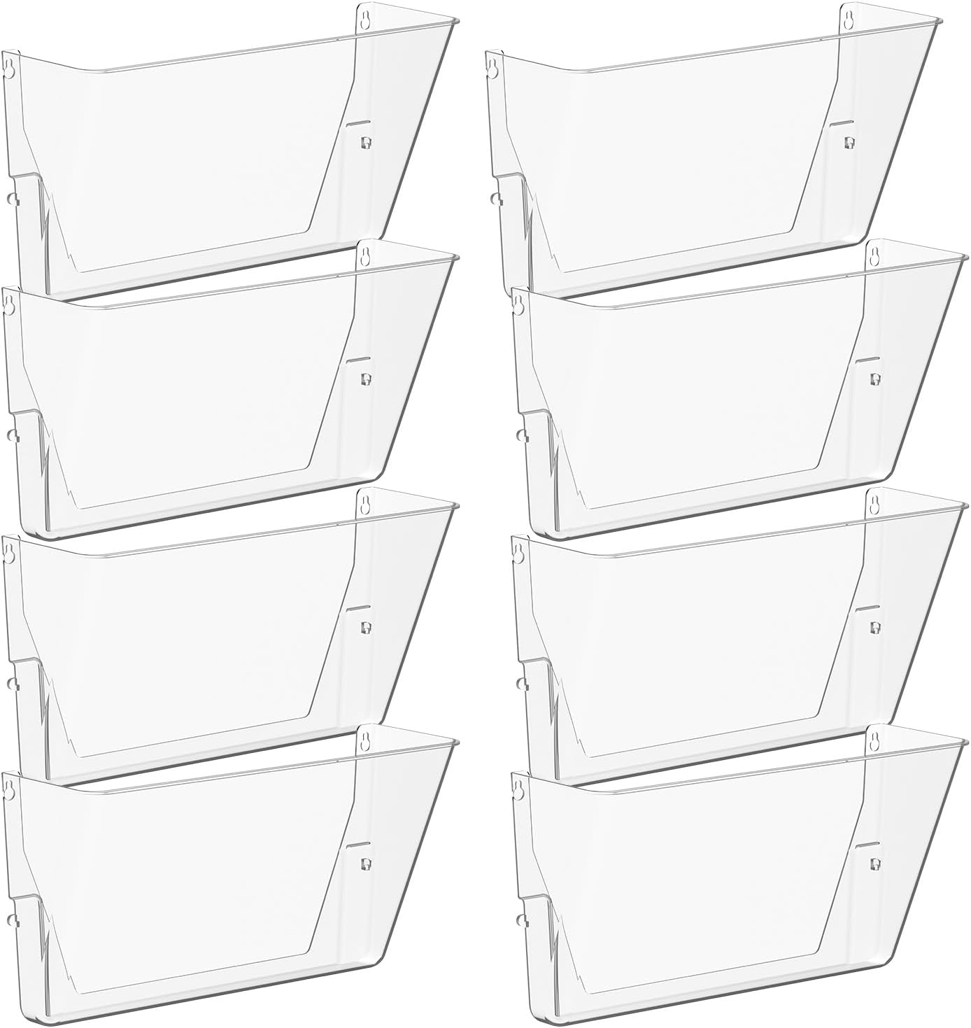 Gawerk Clear Acrylic Single Pocket, Plastic Hanging Wall Mount File Holder for Office Home (Clear, 8 Pack)