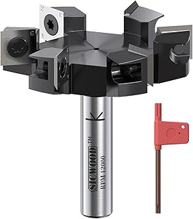 Slab Flattening Router Bit 1/2 Shank, 6-Wing, 3" Cut Dia, Carbide Insert 14x14x2mm, CNC Spoilboard Surfacing Bit, for Wood Planing/Flycutter/ Slab Leveler/ Rabbeting