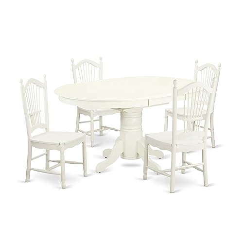 AVDO5-LWH-W 5 Piece Dining Room Furniture Set Includes an Oval