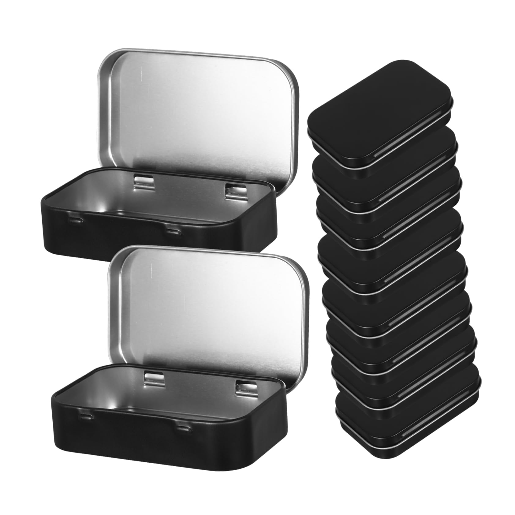 ORFOFE 10pezzi Scatola Cerniera Per Carte Da Gioco Contenitore Metallo Quadrato Nero Organizer Per Carte Collezionabili Scatola Immagazzinaggio Decorativo Per Casa e Viaggio