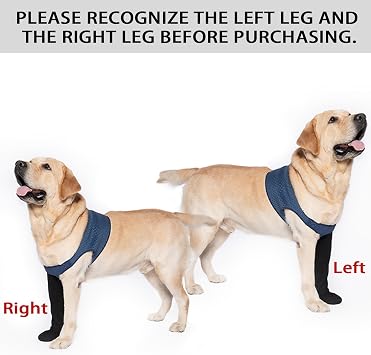 COODEO Dog Socks to Prevent Licking Paws, Healing Boots & Paw Protectors with Non-Slip Bottoms for Wound Protection, Waterproof Sleeve Shoes for Licking(Blue,XL_Left
