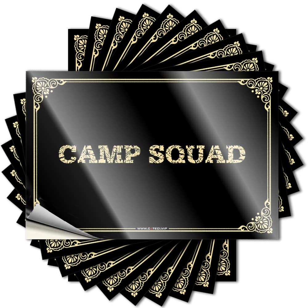 Sticker Grunge Peel and Stick - Camp Squad Window Glitter Waterproof Vinyl for Skate(6X9CM)