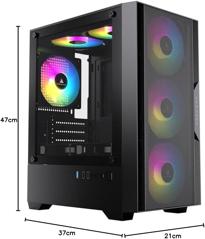 Acegeek Stratus Mesh Mid-Tower Gaming PC Case dimensions diagram