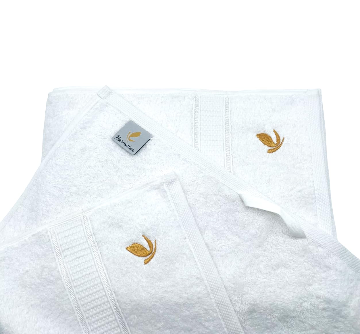4-częściowy zestaw ręczników kąpielowych premium – 100% bawełna ekologiczna 550 g/m², certyfikat Öko-Tex i GOTS, chłonny, dwie szlufki do zawieszania, 70 x 140 cm, szybkoschnące (białe, 4
