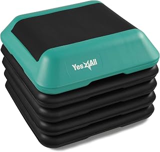 Yes4All Adjustable Aerobic Step Platform with Stackable Risers - 4" to 12" Height for Cardio, Strength & Fat-Burning Workouts