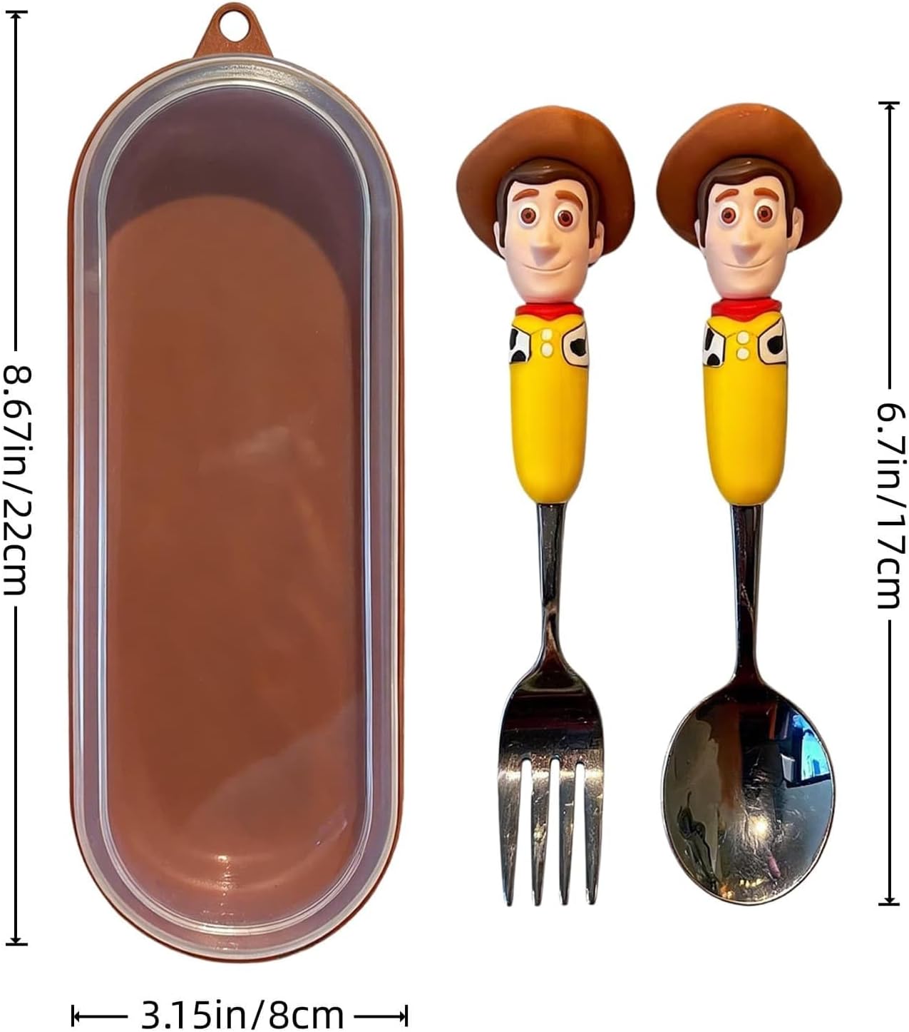 2 Pcs For Toy Theme Story Cartoon Utensil Set, Cute Stainless Steel Spoon and Fork with Storage Case for Daily Dining (PoliceChief) image 2