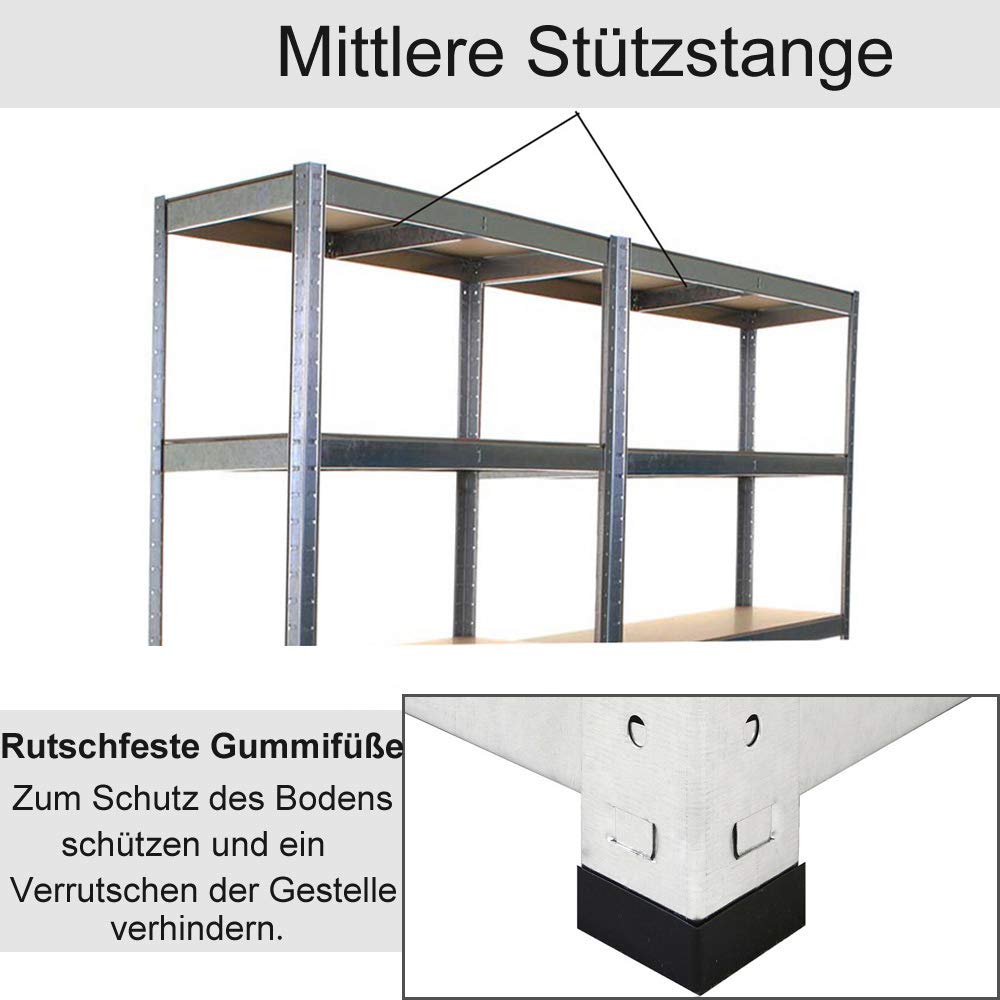 Regał magazynowy do dużych obciążeń, metalowy, 200 x 100 x 50 cm, regał wtykowy z 5 półkami, regał z regulacją wysokości – obciążenie do 875 kg, regał do piwnicy, regał na opony, systemy regałowe, regał warsztatowy, galwanizowany