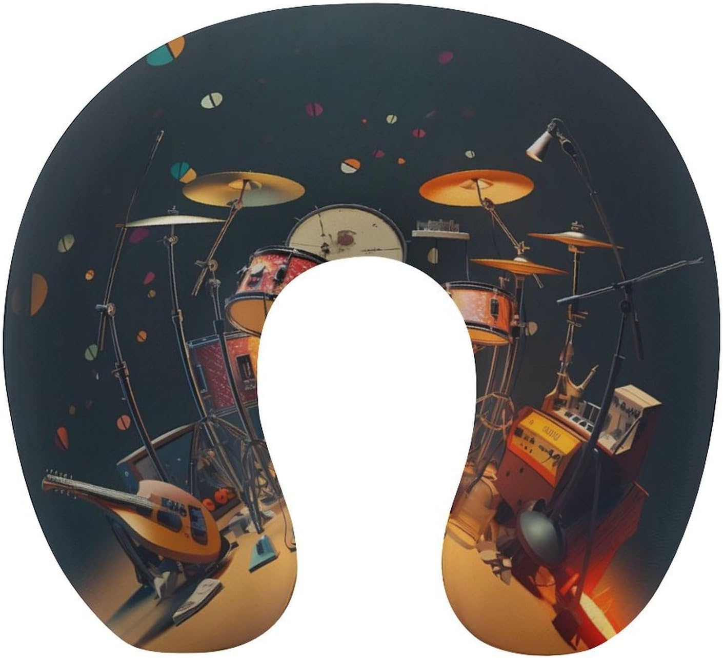 Music Drum Guitar U Shaped Neck Pillow Portable Travel Airplane Headrest Pillow Lightweight Support Pillow Cushion