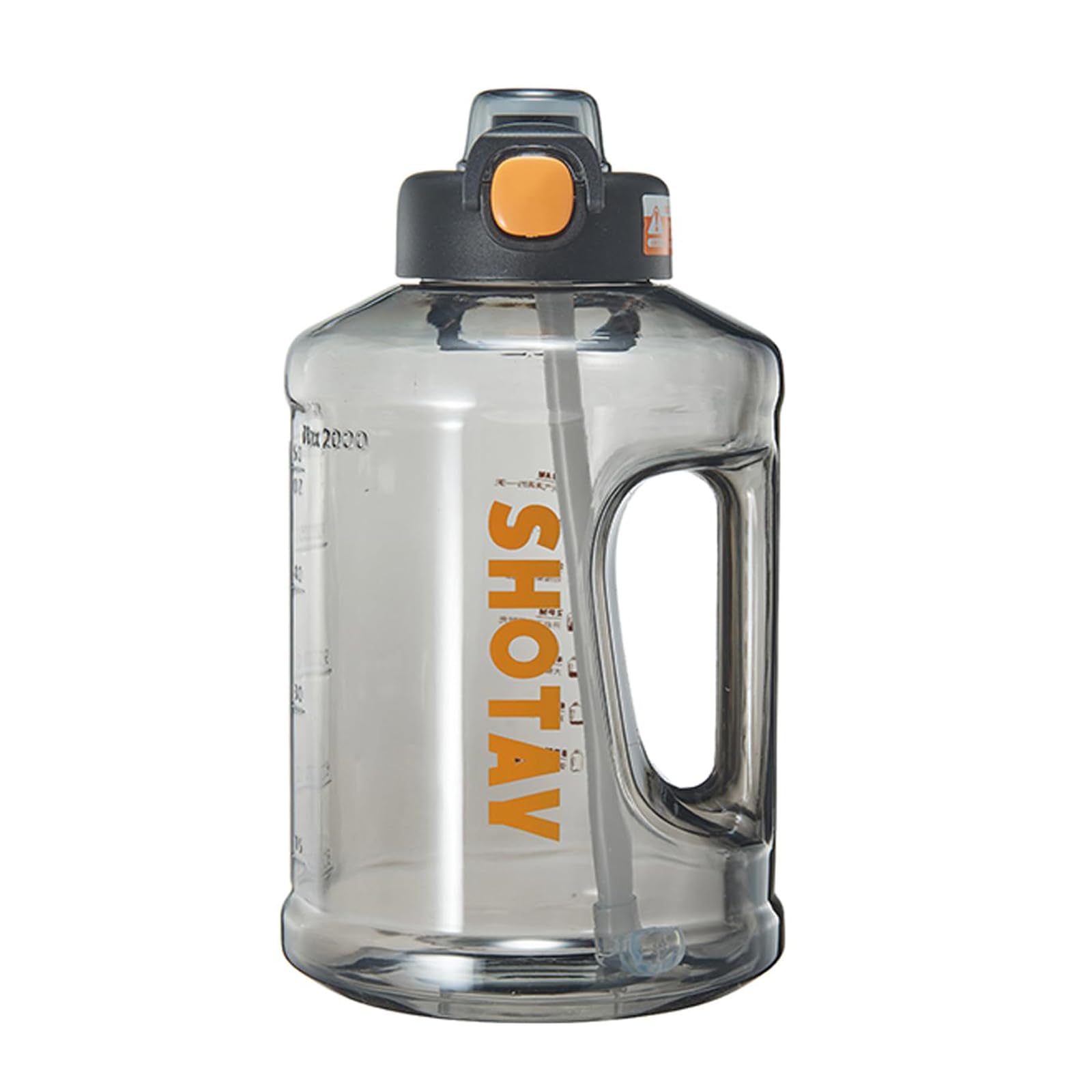 X spring Large Water Bottle, 2L Leakproof Big Water Jug with Time Marker and Removable Straw, Simple Modern Sports Water Bottles Motivational for Fitness, Gym, Sports and Camping (Black)