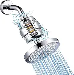 Chuveiro com Filtro, Filtro de Chuveiro de Alta Pressão de 6 Polegadas, Chuveiro com Filtro e Bico Anti-Entupimento, Chuveiro com Filtro Removível Embutido