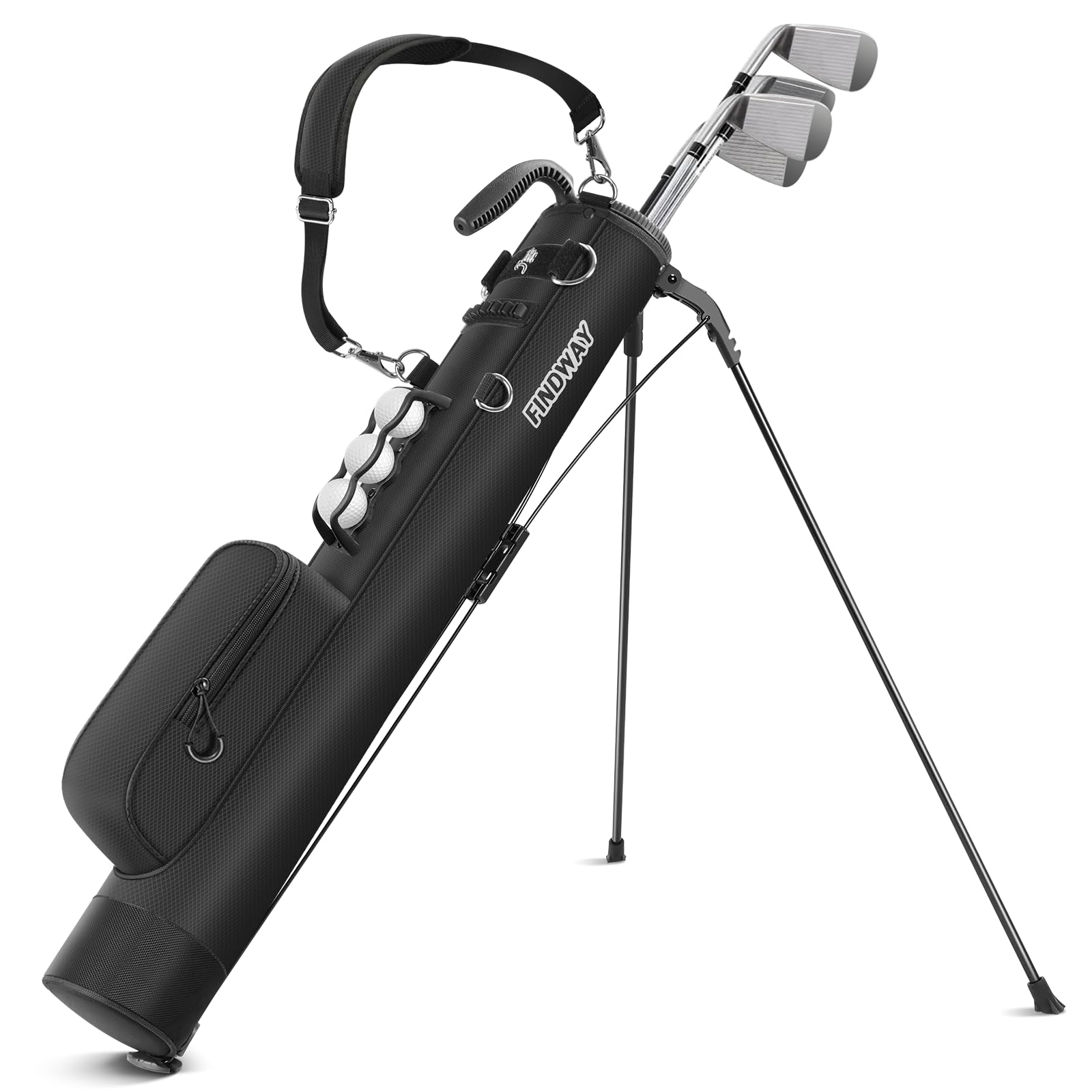 Findway Golf Stand Carry Bag with Strap, Lightweight Easy to Carry and Durable Pitch n Putt Golf Bag for The Driving Range, Par 3 and Executive Courses, 31.5 inches Tall (PBK)
