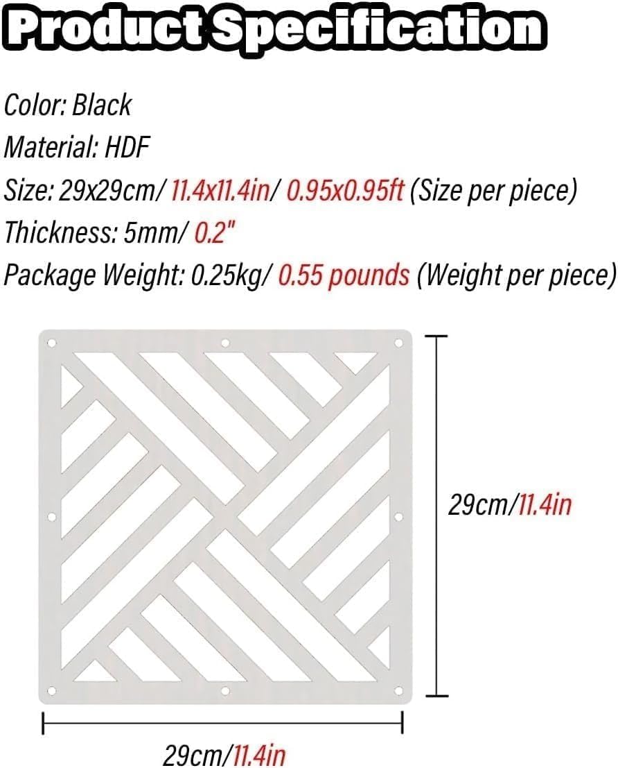 Product specification image showing panel dimensions and material.