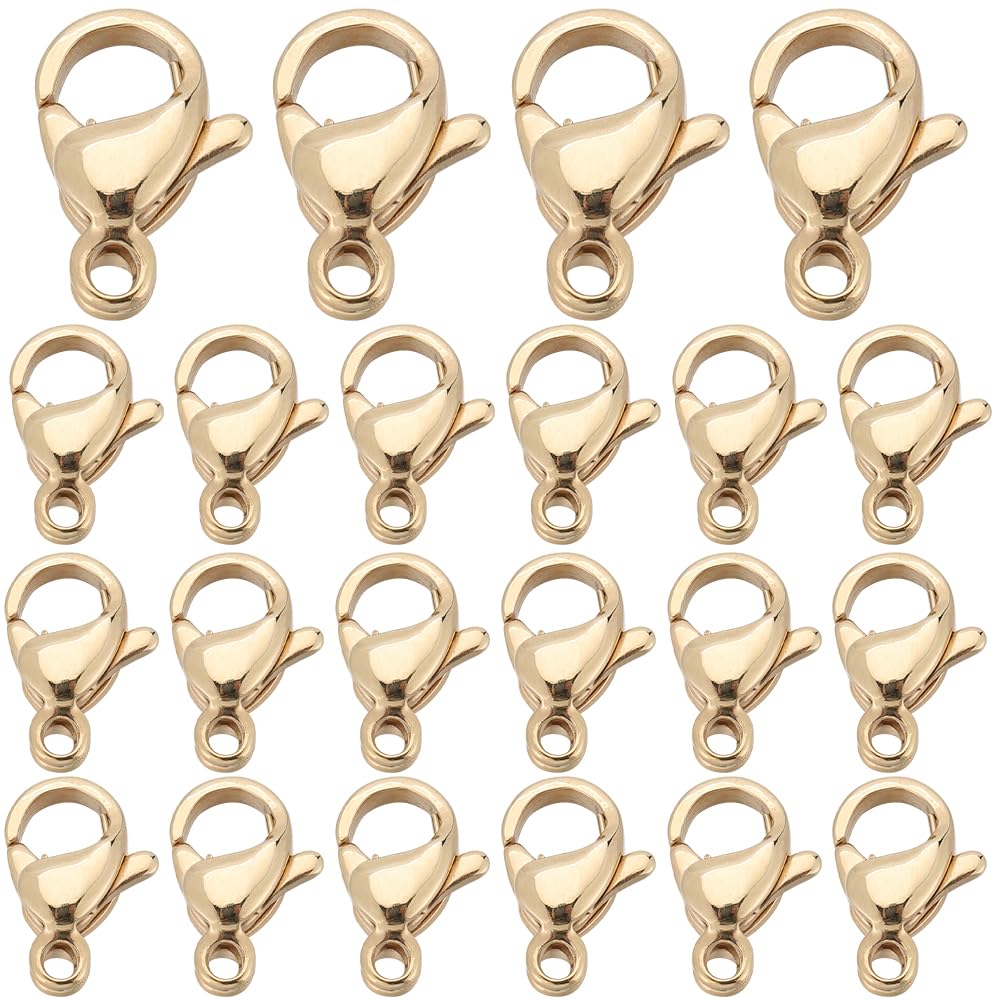 SUNNYCLUE 1 Box 100Pcs 24K Gold Plated Stainless Steel Lobster Clasps Bulk Jewellery Snap Hook Fastener Clasp 6x9mm Mini Bracelets Connectors Clips Closures Lobster Claw Clasps for Jewellery Making โ image 1