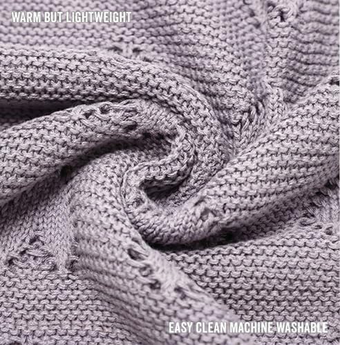 Image of Heirloom Heart Knit Baby Blanket for Girls 100% Cotton Knit Swaddling Baby Blanket - Soft Warm Cozy Swaddle Receiving Cuddle Stroller Blanket for Newborns, Infants, & Toddlers (Lavender)