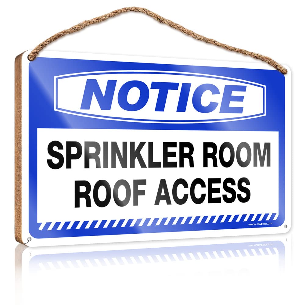 FZFN Hanging Decor Porch Notice Sprinkler Room Roof Access Wooden Sign Our Home Signs For Home Decor Wood Bathroom Decor(15X28CM)