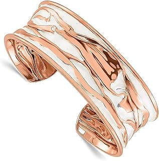 Bracelete de prata esterlina 925 banhado a ouro rosa pequeno côncavo Scrunch Bracelete expansível empilhável elegante joias finas para mulheres presentes para ela, 7 inches, Prata esterlina