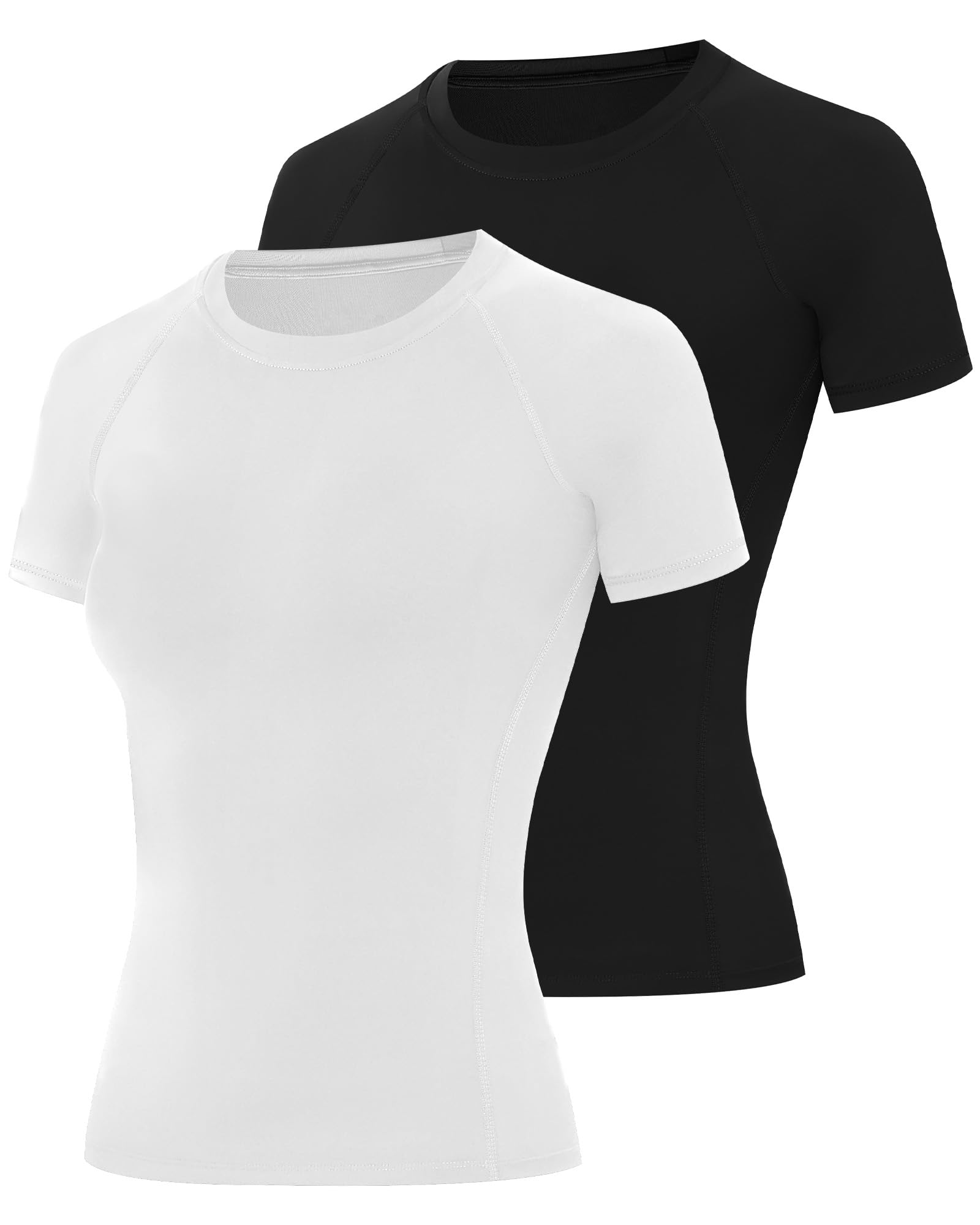 ELIRAVO Kompressionsshirt Damen Kurzarm, Sportshirt mit Raglanärmeln, Atmungsaktives Funktionsshirt Schnell trocknend, Sport T-Shirt für Fitness Gym Laufen Yoga