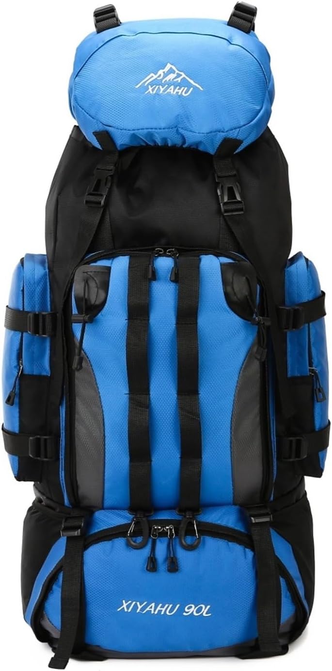 90L Hiking Camping Backpack Trekking Bag Rucksack Large Capacity Travel Outdoor Sports Equipment Men(Red)