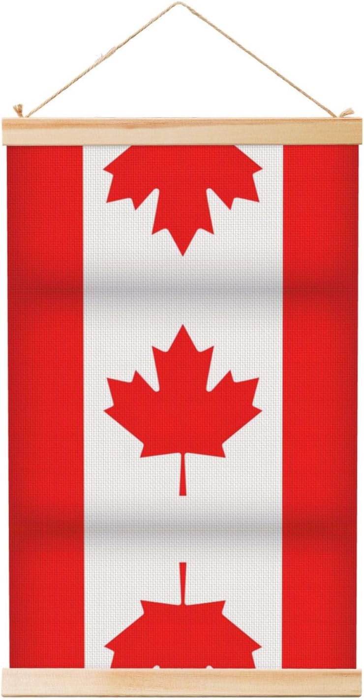Canadian Flag Print Poster Hanger,Hanging Poster, Poster Frame,Wood Poster Hanger, For Wall Hanging