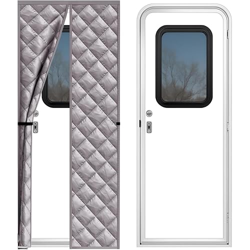 Thermal Insulated RV Door Cover – Magnetic Closure for Draft-Free Winter Living – RV Door Insulation Blanket for Inside Camper – Keeps Heat in & Cold Out