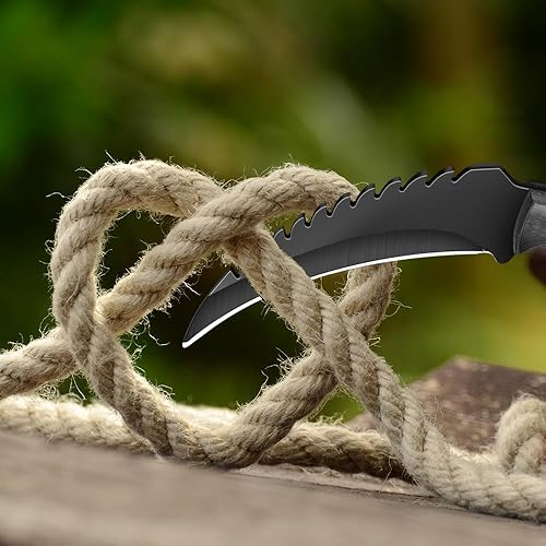 Miniatura 6 de zarfand Cuchillo de hoja fija de 10.2 pulgadas, cuchillo táctico afilado de garra de raptor, cuchillos de campamento al aire libre, cuchillos de