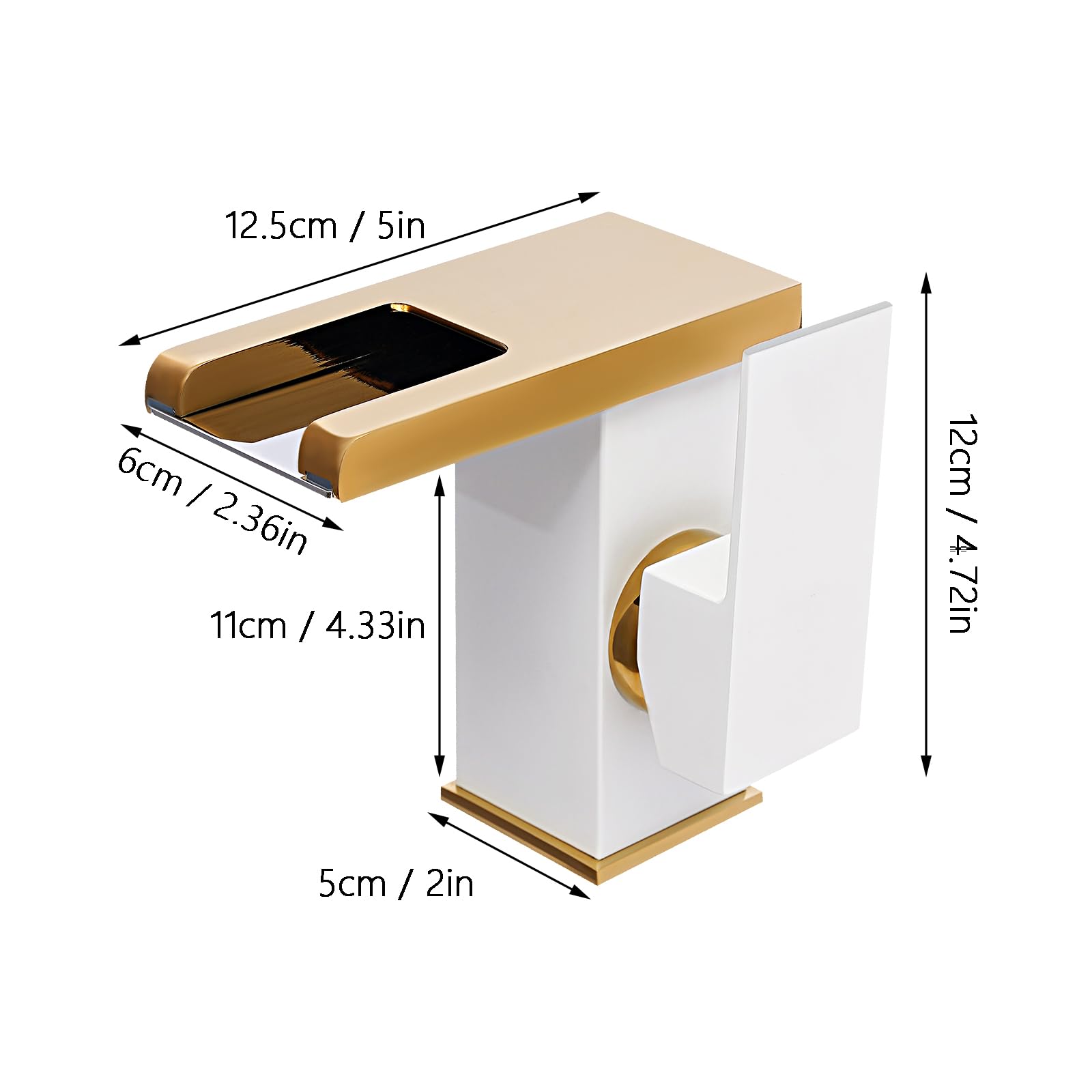 Robinet de lavabo cascade blanc en cuivre, voyants LED de contrôle de la température, robinet d'évier avec poignée unique, mitigeur pour eau chaude et froide