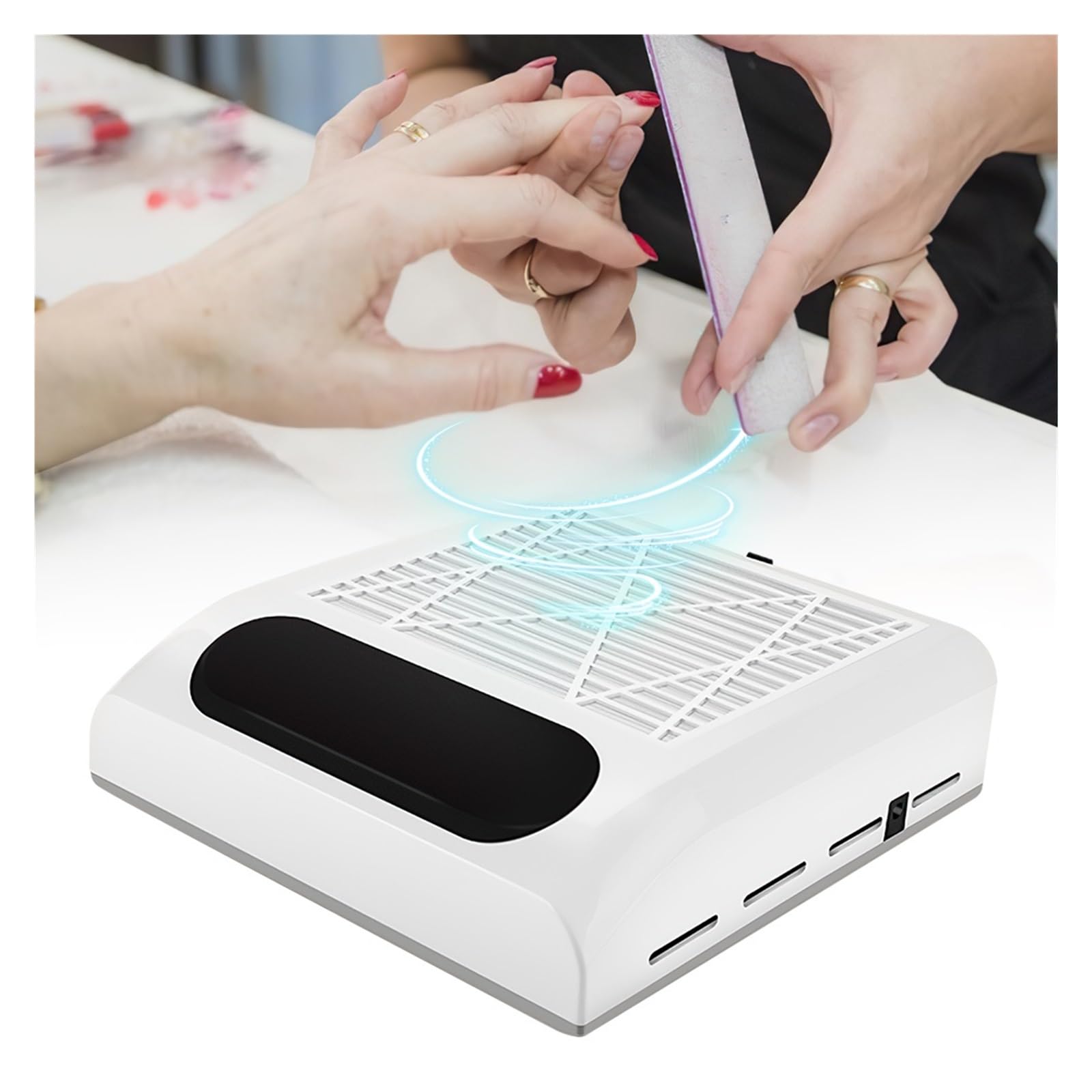 MRKU Aspirateur à poussière pour Ponceuse à Ongles, Filtre Lavable, Aspiration silencieuse, Ventilateur Puissant 80 W avec équipement de manucure Amovible