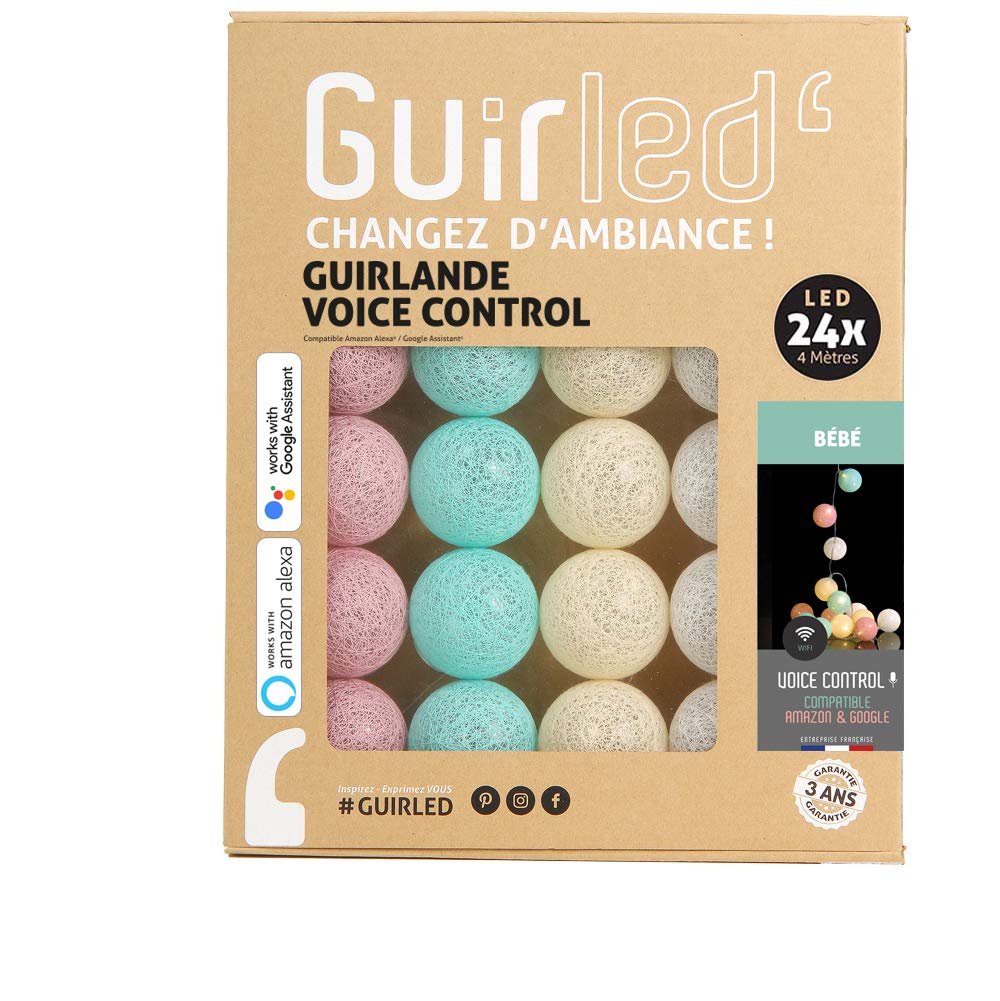 Ghirlanda Luminosa LED A Sfere Di Cotone - Controllo Vocale Alexa/Google, USB, 24 Sfere, 2.4 M