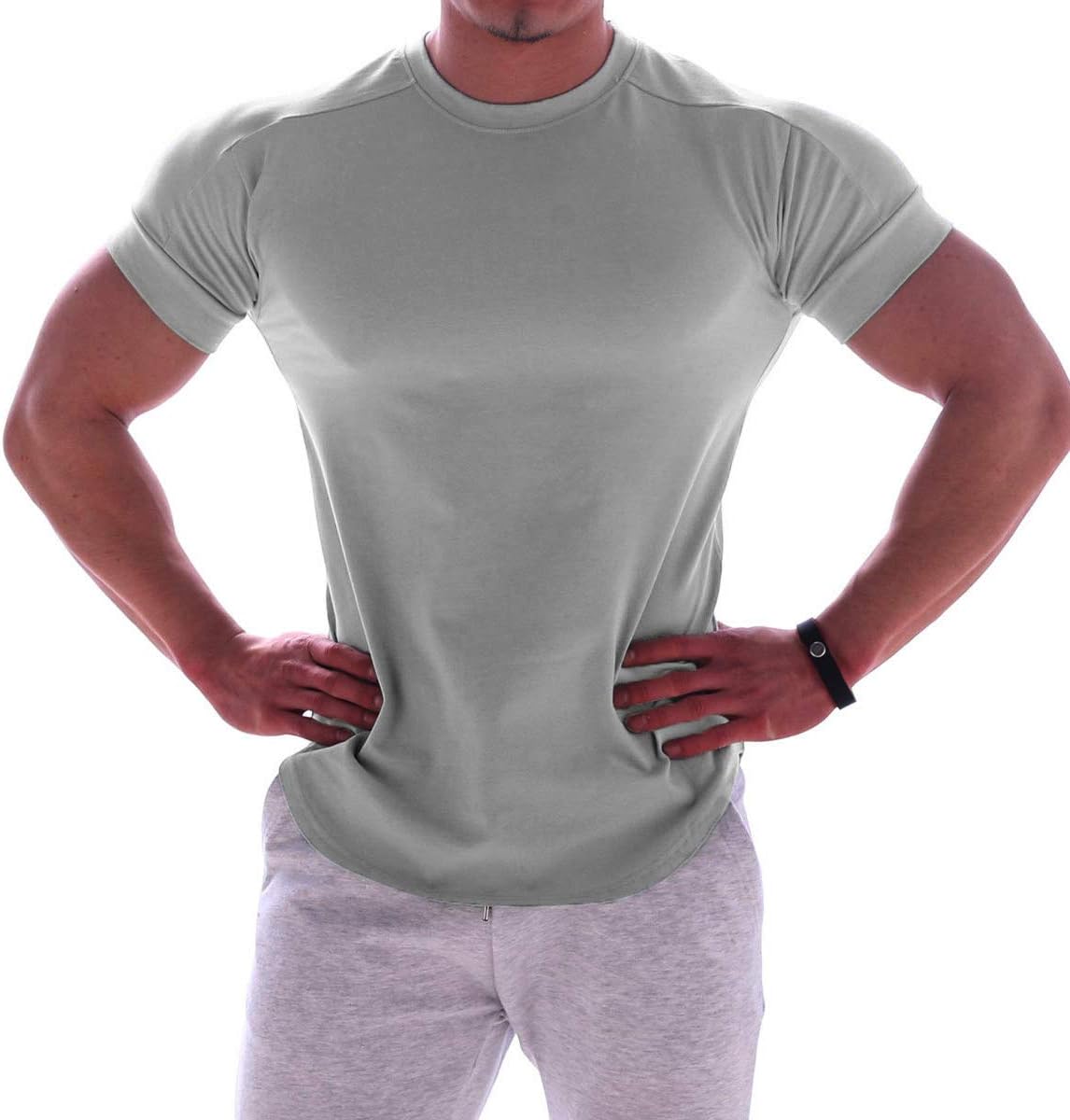 Mens Muscle Cotton Lightweight Workout Short Sleeve T-Shirts Gym Sweat Tee T24 - Image 3