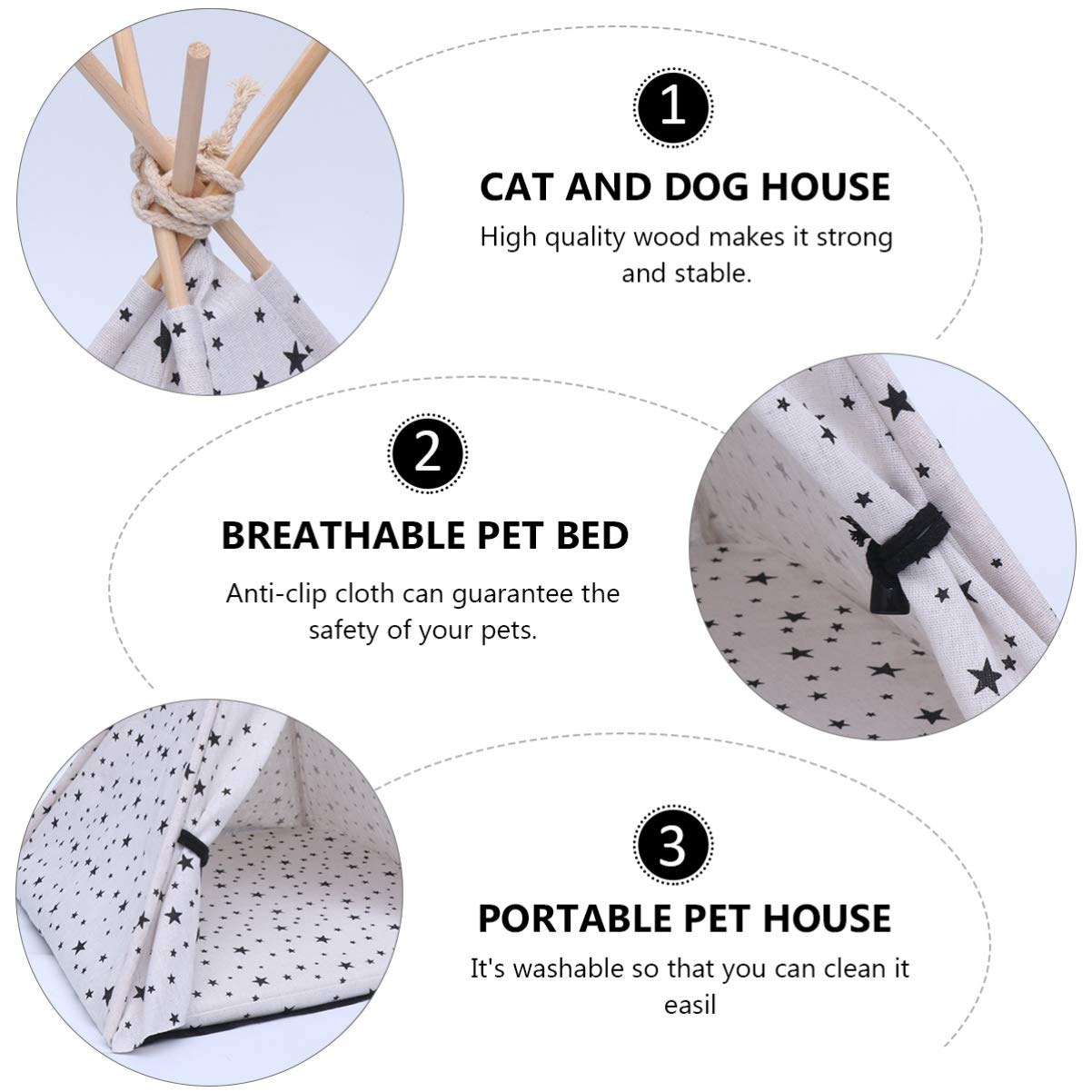 ULTECHNOVO pet tent pet teepee cot portable house washable cage washable dog beds for large s outside bed tent cat houses for outside heating guinea pig - Image 3