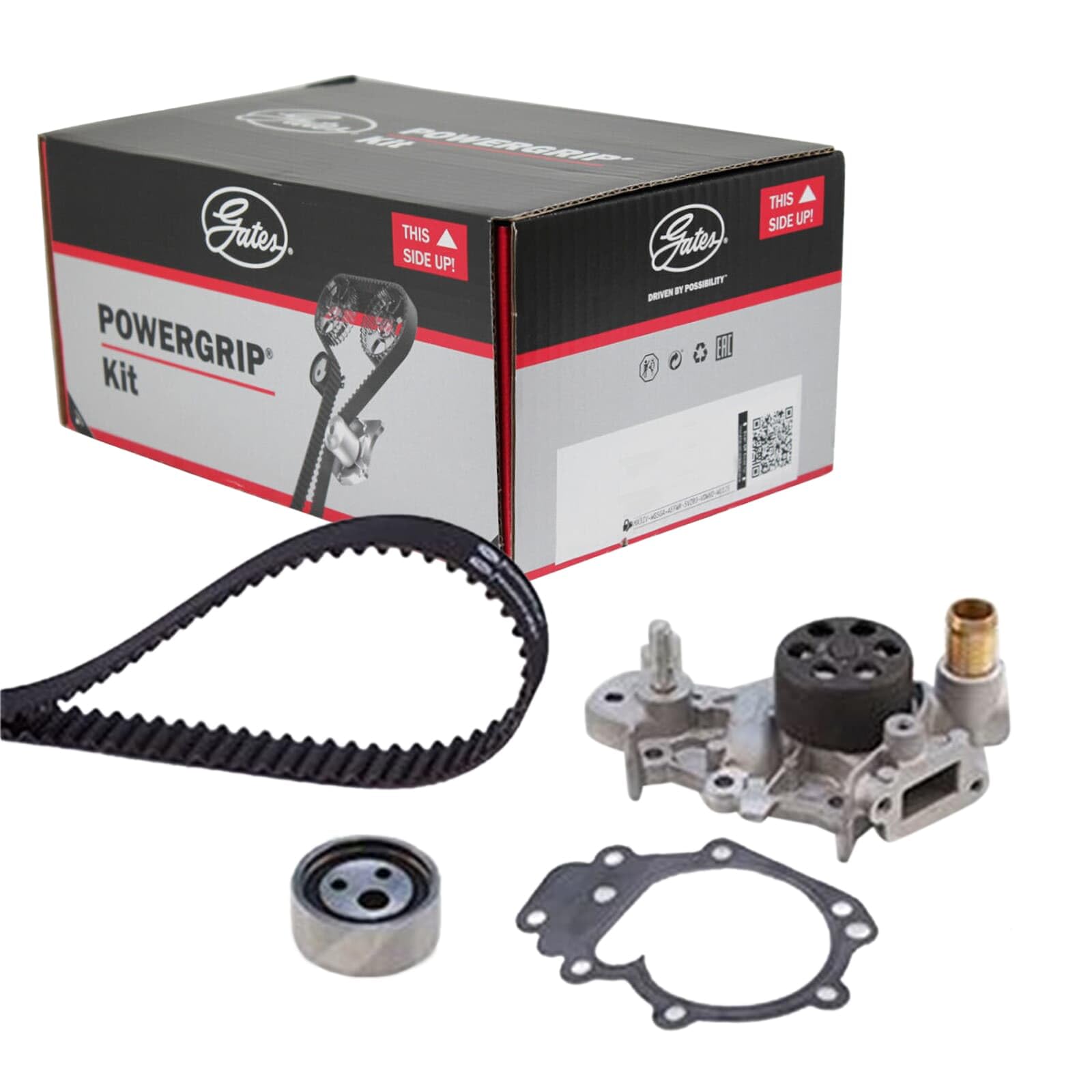 GATES KP25454XS Bomba de agua + kit de correa de distribución Número de dientes: 87 17 mm con bomba de agua Compatible con RENAULT Clio 2 Hatchback BB, CB Twingo 1 C06 Clio 1 B/C57, 5/357