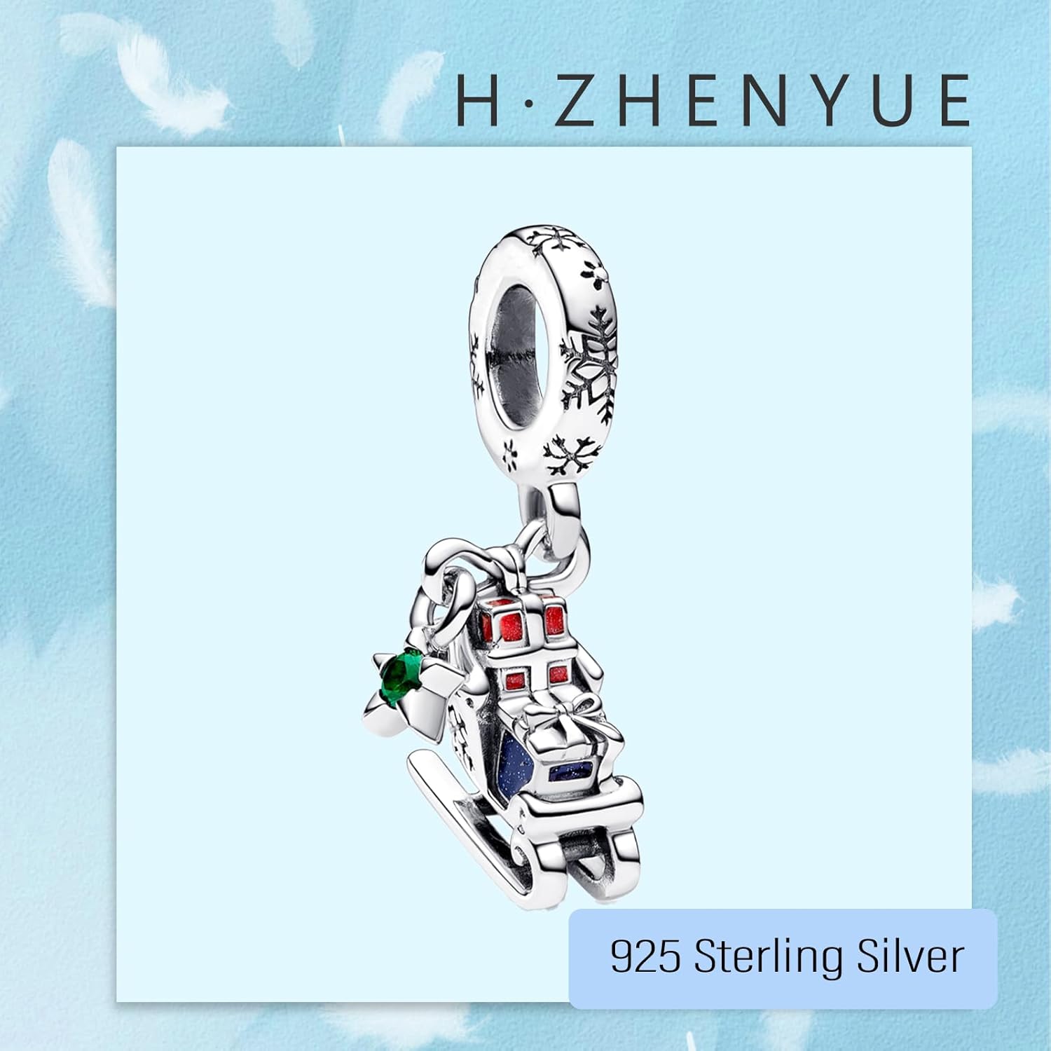 S925 Sterling Silver Charm Pendant Dangle Beads Christmas Sleigh for Bracelet Necklace for Women Gifts - Image 2