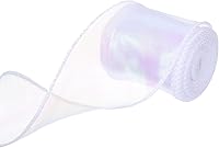 Vista 14 de MECCANIXITY Cinta de Organza Transparente con Alambre Brillante de 2 3/8" de Ancho, Cintas de Gasa Iridiscente Pastel de 3 Yardas Color Beige