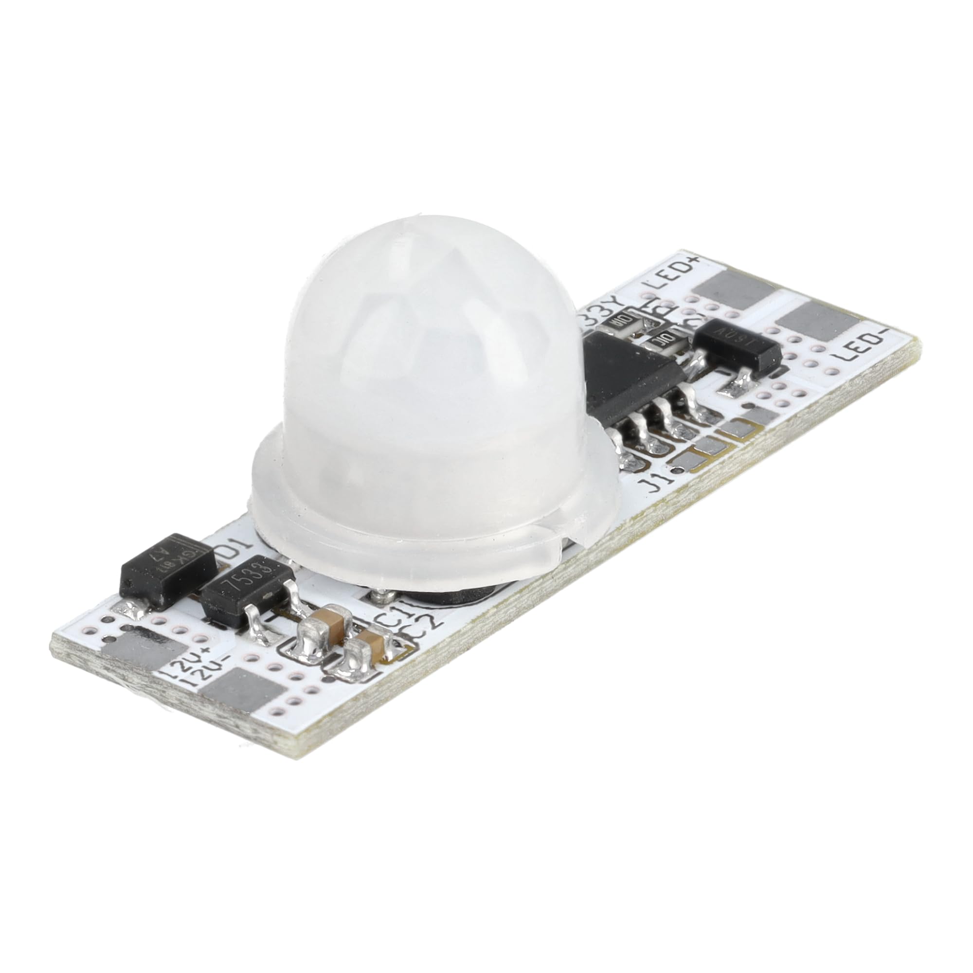 Jandei - Interruttore con sensore di movimento PIR su PCB per striscia LED ed elettronica, funzionamento a 12 V e 24 V DC 96 W, dimensioni ridotte per supporti su profilo in alluminio