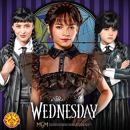 Rubies 2000154NS000 Tv Show Wednesday Costume Wig Addams Adult Fancy Dress, Women, As Shown, One Size Halloween - Image 4