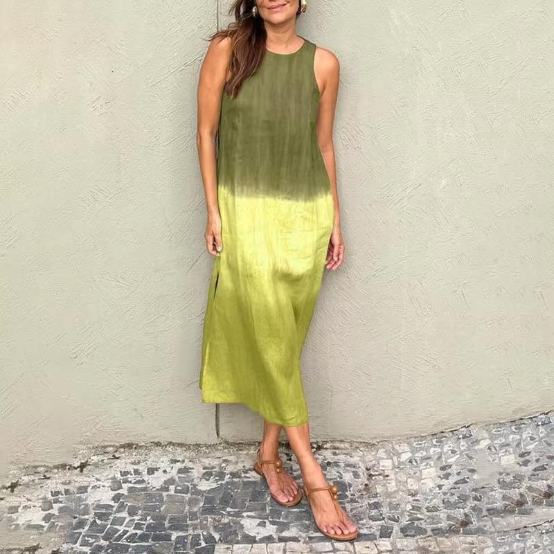 Robe décontractée sans manches femmes été fluide avec jupe trapèze