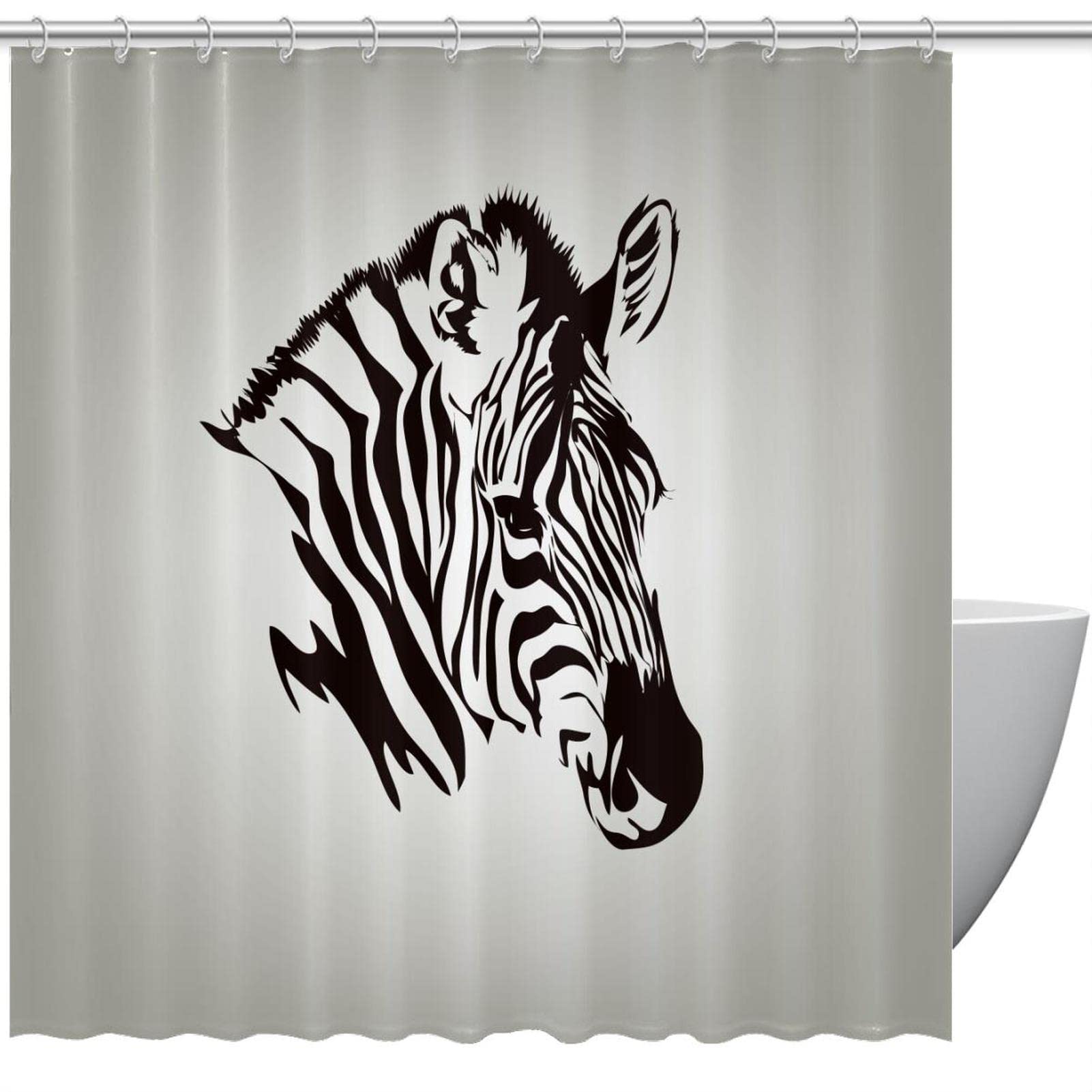 Rideau de douche zèbre grand format 183 cm imperméable pour baignoire